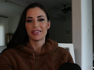 Sexy matured whittle Gia DiMarco gives an interview after glory hole scene